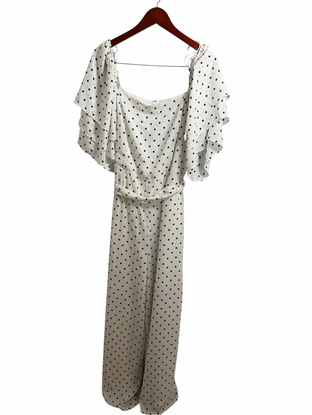 Forever 21 White Off-Shoulder Polka Dot Jumpsuit - Picture 2 of 9